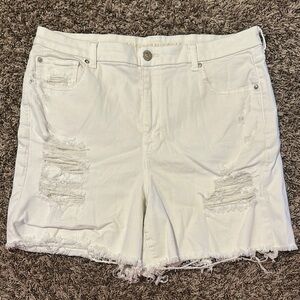 American Eagle Curvy Hi-Rise Shortie Jean Shorts 18 White